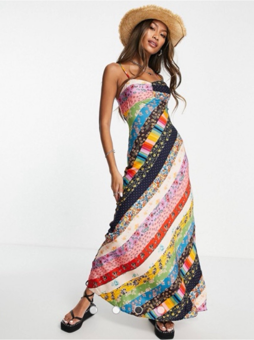 Free People Fiona Maxi Dress XS EUC MISSING ROPE TIE MSRP $198